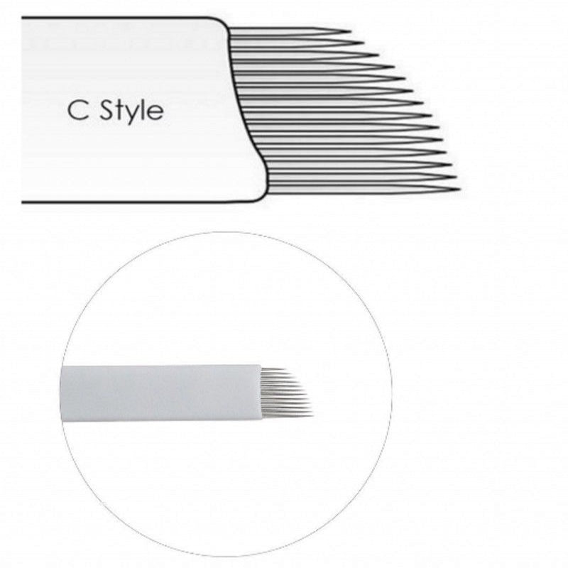 50pcs/box Curved Shape Semi Permanent Makeup Microblading Needle with Hand Tool