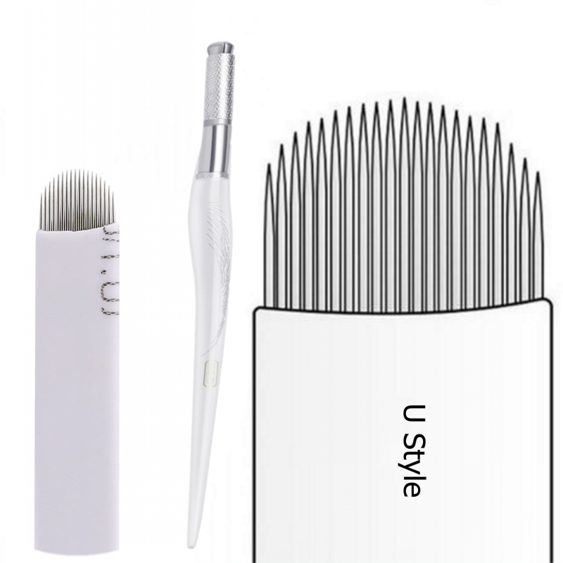 U Shape Semi Permanent Makeup Microblading Needle with Hand Tool 50pcs/box