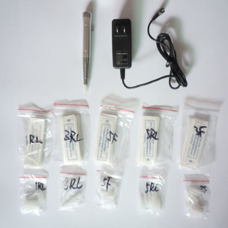 Permanent Makeup Machine Pen Power Supply Needle Cup Eyebrow Tattoo Kits