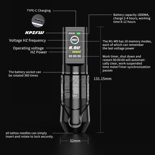 RY-KPZFW11 4.2mm Stroke Wireless Tattoo Pen
