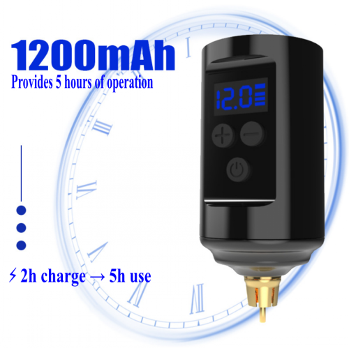 1200Mah RCA/DC Mini Wireless Tattoo Power Supply
