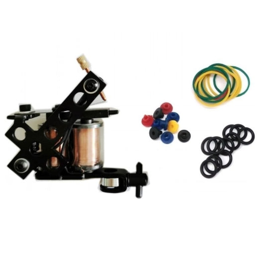 Iron Dual 8 Wraps Coil Tattoo Machine Gun Set Liner&Shader Needle Tip Kit