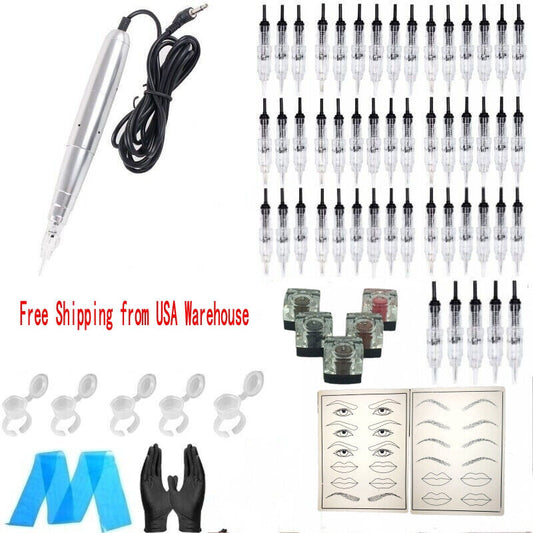 Permanent Makeup Ink Tattoo Machine Kit Fit For Nouveau Contour 50 Needles Set