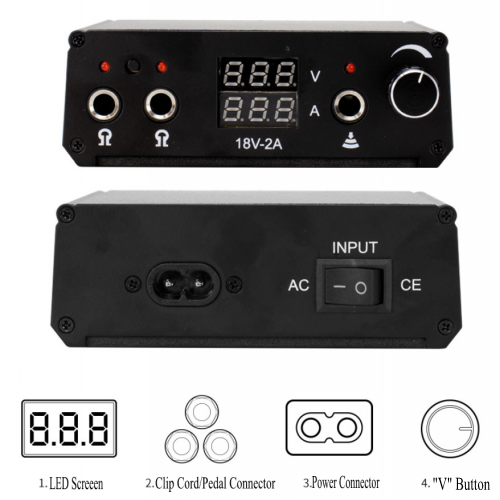 Dual-Screen & Channel Regulated Tattoo Power Supply