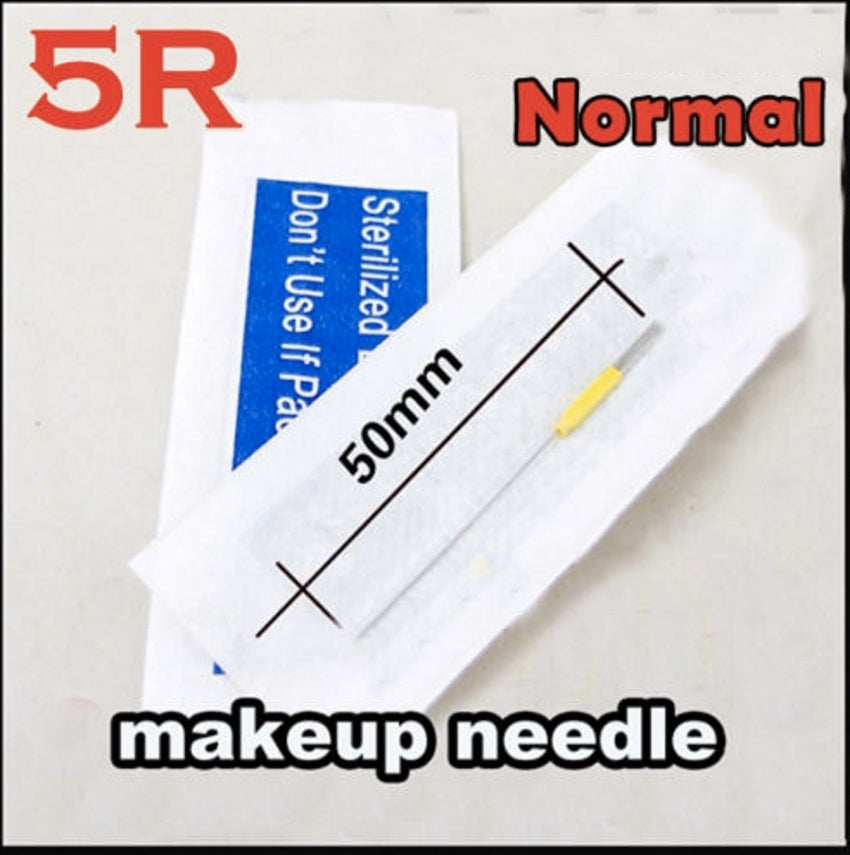 0.4mm 50 pcs 5R Permanent Makeup Eyebrow Machine Needle with 50 pcs 5R disposable tip