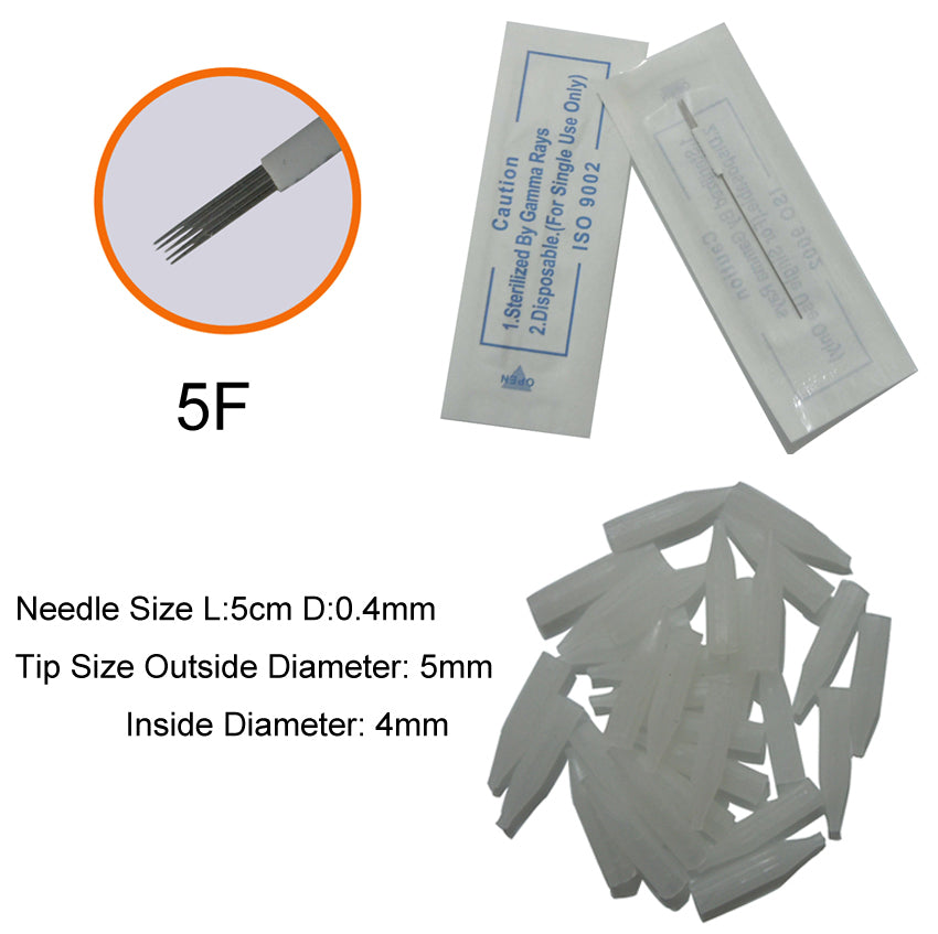 0.4mm 50 pcs 5F SPMU Permanent Makeup machine pen Needle 50 pcs 5F disposable tip
