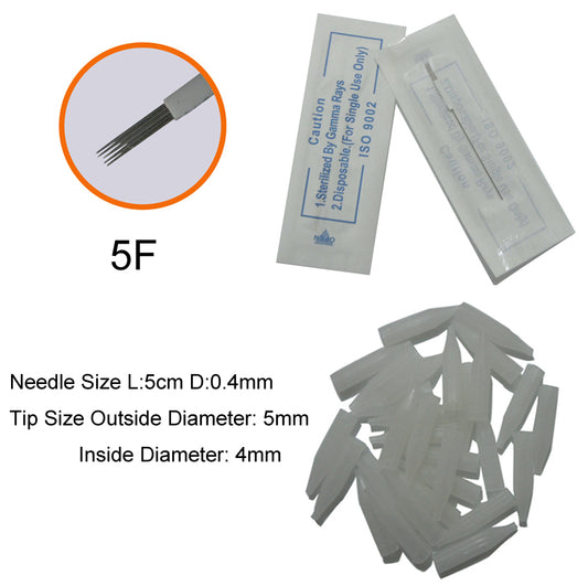 0.4mm 50 pcs 5F SPMU Permanent Makeup machine pen Needle 50 pcs 5F disposable tip