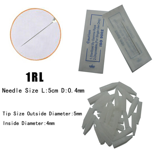 0.4mm 50 pcs 1RL Tattoo Permanent Makeup Needle with fit 50 pcs 1RL disposable tip